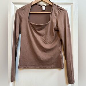 H&M Mocha Long Sleeve Women's Top- Sz S